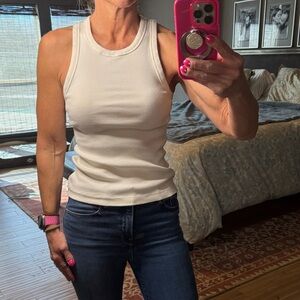 Women's Southern Tide Soft White Ribbed Tank Top Medium